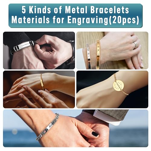 Csyidio 105 PCS Laser Engraving Materials, Jewelry Making Engraving Accessories for All Laser Engravers with Instructions, 45 PCS Stainless Steel Csyidio