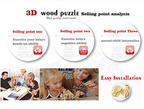 Calary 3D Wooden Dinosaur Puzzle Set – DIY Animal Assembly Model for Kids and Adults (Set of 6) calary