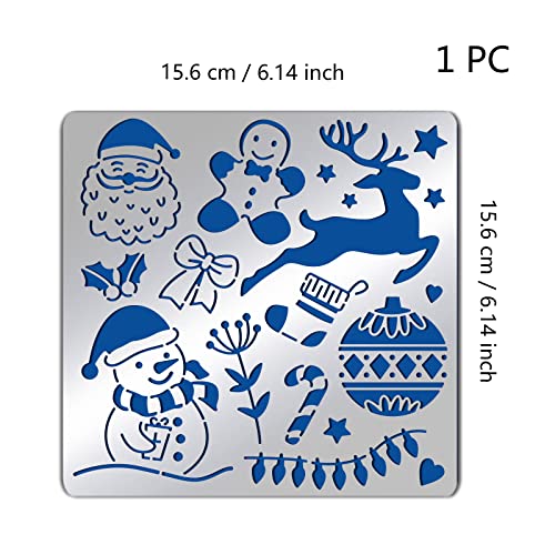 BENECREAT Christmas Theme Metal Stencil, Santa Claus/Snowman/Deer Stainless Steel Stencils Templates for Wood Burning, Pyrography and Engraving, - WoodArtSupply