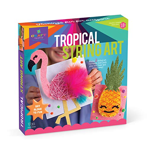 Craft-tastic DIY String Art – Craft Kit for Kids – Everything Included for 2 Arts & Crafts Projects – Features a Fun Flamingo & Pineapple Patterns Craft-tastic