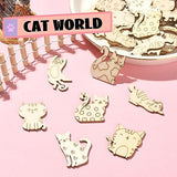 Stiesy 100 Pcs Assorted Pet Cat Unfinished Wood Cutouts Wooden Slice Pieces Ornaments for DIY Craft Home Decoration Supplies Stiesy