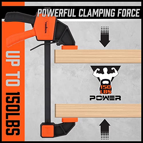 HORUSDY 8-Pack Bar Clamps for Woodworking, 12" and 6" Bar Clamps, Wood Working Clamps Sets, Quick Clamps F Clamp with 150 LBS Load Limit (8-Pack Wood HORUSDY