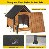 Outdoor Dog House, Waterproof Puppy Shelter Indoor Doghouse with Elevated Floor, Anti-Bite Design Dog Home for Small Medium Dogs with Porch Aivituvin