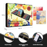 Art Supplies, 240-Piece Art Set Crafts Drawing Kits with Double Sided Trifold Easel, Includes Sketch Pads, Oil Pastels, Crayons, Colored Pencils, VigorFun