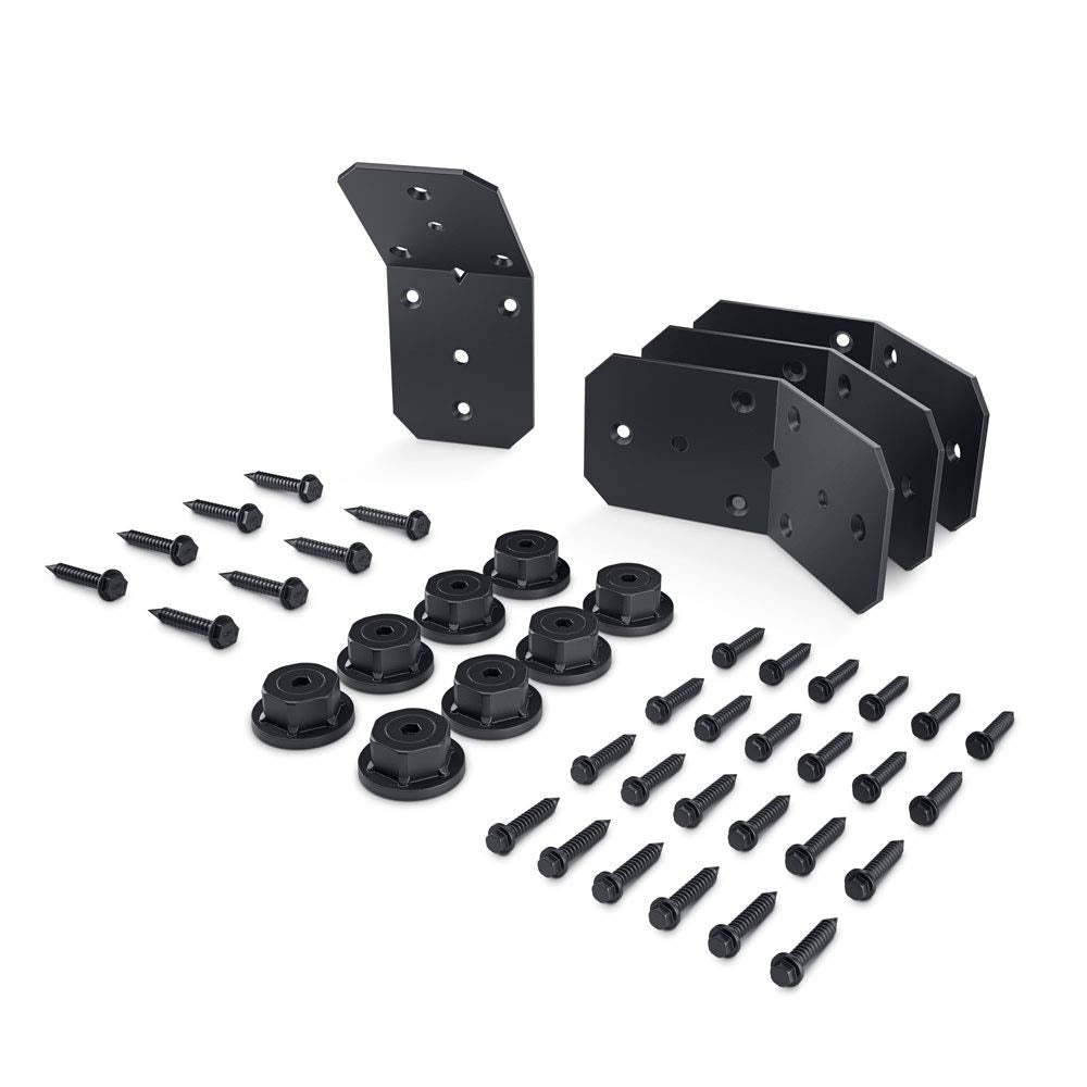 Ozco Building Products 51768 Ironwood 4-inch Flush Inside 45-degree Angle Bracket, (4 per Pack), Black Ozco Building Products