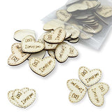 50Pcs Heart-Shaped Small Natural Wood Chip, Heart-Shaped Letter Wood Chip, Clip Art Decoration DIY Heart-Shaped Love Wood Chip DIY Valentine's Day YYMSEN