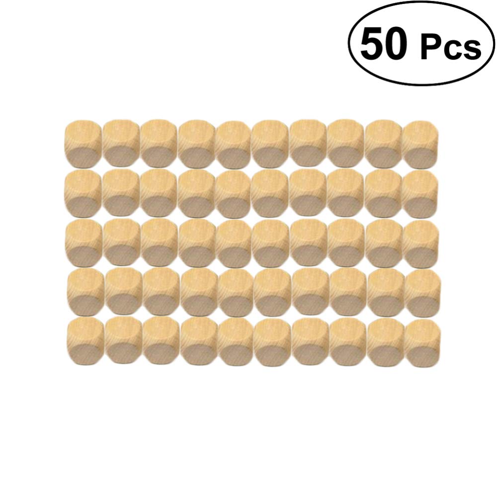 MAGICLULU Wooden Letters Square Wood Dice 50pcs Wooden Blank Six- Sided Dice Unfinished Wooden Blank Dice Wooden Cubes Wooden Square Blocks for DIY MAGICLULU