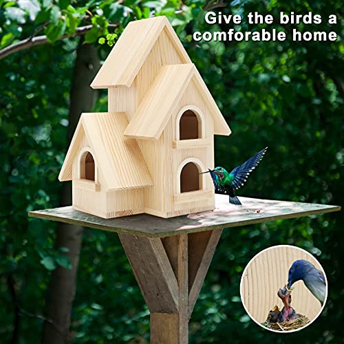 Lyfreen DIY Bird Houses for Outside Pine Wooden Bird House with Hanging Tools for Bluebird Hummingbird Wren Finch Birdhouse Bird Hut Box for Garden Lyfreen