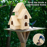 Lyfreen DIY Bird Houses for Outside Pine Wooden Bird House with Hanging Tools for Bluebird Hummingbird Wren Finch Birdhouse Bird Hut Box for Garden Lyfreen