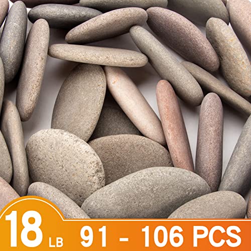 [About 91 PCS - 106 PCS](18.3 Pounds) River Rocks, Flat Rocks, 2.27"-3.56"Painting Rocks, Craft Rocks, DIY Rocks, Painting Stones