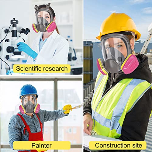 Pro Anti-fog Full-Face Mask Respirator - Reusable Gas Cover Organic Vapor Masks Survival Nuclear,Paint Mask with 60923 Cartridges for Woodworking,Dust,Formaldehyde,Epoxy Resin,Sanding,Cutting,welding