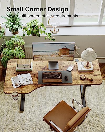 FEZIBO 63"x28" L Shaped Standing Desk, Electric Stand up Height Adjustable Home Office Table, Sit Stand Desk, Rustic Brown Top FEZIBO