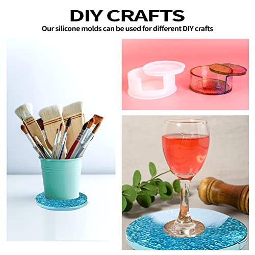 5PCS Resin Coaster Molds Resin Molds Coaster Molds for Epoxy Resin Coaster Resin Mold Silicone Molds Coaster Molds for Resin Casting Round Silicone ZJWZSLI