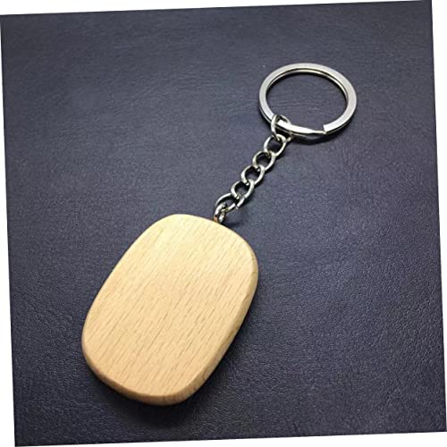 NOLITOY 6pcs Unfinished Wood Sign Wooden Circles Car Key Chain Round Wooden Discs Wood Engraving Keychains Wood Name Tags Keychain Wallet Key Holder NOLITOY