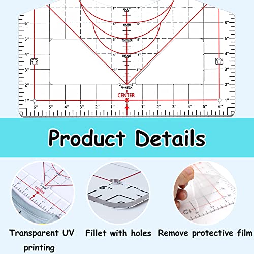 Tshirt Ruler Guide for Vinyl Alignment,Acrylic T-Shirt Measure Ruler to Center Vinyl,Tshirt Measurement Tool for Heat Tape for Heat - WoodArtSupply