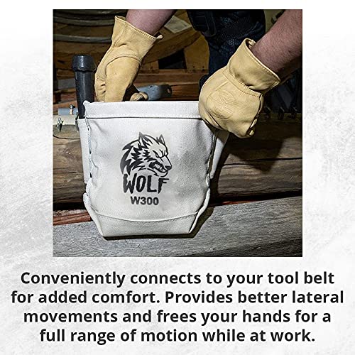 Wolf Canvas Tool Pouch, Tunnel Belt Loop, Bull Pin Loops & Bolt Bag Tote | Tradesman, Ironworker, Carpenter, 5’’x10’’x9’’ - WoodArtSupply