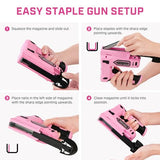Bielmeier Pink Cordless Staple Gun, 2-in-1 Nail Gun Battery Powered with 2600Pcs Staples and Nails, 4V Brad Nailer Tacker Electric Stapler for BIELMEIER