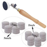 Bowl Sander, Sanding Tool for Woodworking, With 2 Inch and 3inch Hook and Loop Sanding PU Pad and 11.8 Inch Long Hardwood Handle, Total 100 Pcs XQ_PJDX