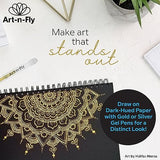 Gold & Silver Gel Pen for Artist 0.7mm Fine Point - Gold Ink Pen with Japanese Ink 6 PACK - Silver/Gold Metallic Pens for Art Drawing, Sketching & Art-n-Fly