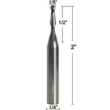 Jiiolioa SQ2111 1/4" Shank 2 Flute Ball Nose Spiral CNC Router Bits Solid Carbide End Mill 1/8" Dia 1/4" Shank Jiiolioa