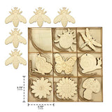 Unfinished Wooden Cutouts for Crafts,45-Count Hanging Wood Flakers for Homemade Project 3.5 Inch 5 Peices Each Cregugua