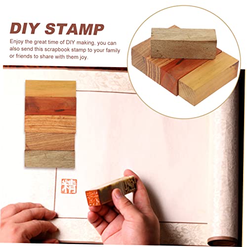 Ciieeo 5pcs Carved Wood DIY Carving Basswood Blocks Diary Unfinished Wood Whittling Blocks Carving Wood Stamp Kits Whittling Decorating Tools Cards Ciieeo