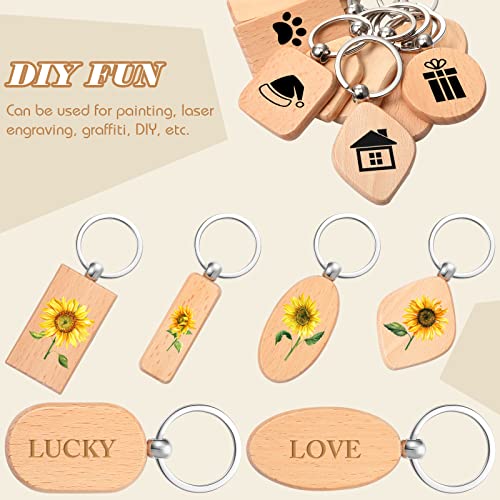 80 Pieces Wood Keychain Blanks Wooden Blank Keychains Unfinished Blanks Wood Keychains Key Tag Blank Wooden Key Chain Keyring Keychain Bulk Keychain Batiyeer