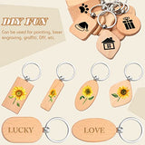 80 Pieces Wood Keychain Blanks Wooden Blank Keychains Unfinished Blanks Wood Keychains Key Tag Blank Wooden Key Chain Keyring Keychain Bulk Keychain Batiyeer