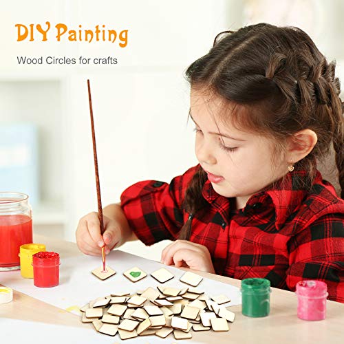 120 Pieces 2 Inch Unfinished Wooden Square Blank Natural Wood Slices Wooden Cutout Tiles for DIY Crafts Home Decoration Painting Staining Coopay