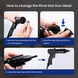 INPANOLS Air Rivet Nut Tool Kit, Pneumatic Rivnut Gun with 1/4'', 5/16'' & 3/8'' Mandrels INPANOLS