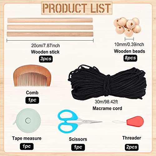 FREEBLOSS 3 Set DIY Macrame Wall Hanging Kit Bat Macrame Kit for Beginners Bat Wall Hanging Ornaments with Step by Step Tutorial - WoodArtSupply