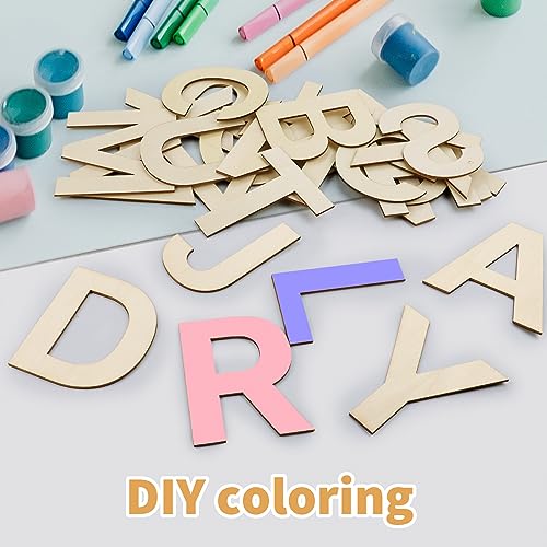 BILLIOTEAM 26 Pcs 6 Wooden Craft Letters,Natural Blank Unfinished Wooden Capital Alphabet Letters for Kids Learning Gift,DIY Painting,Letter Board,Ho