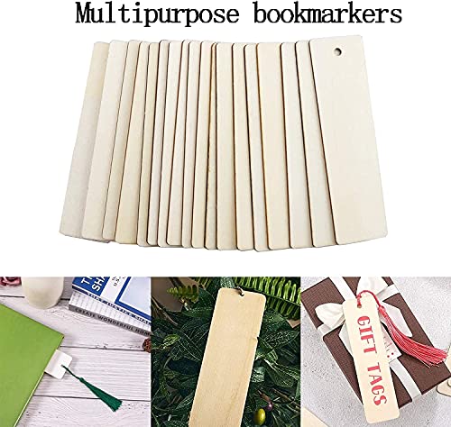 108 Pieces Wood Blank Bookmarks Set, BetterJonny 36 Pieces Craft Bookmark with 36 Pieces Tassels and 36 Pieces Ropes DIY Unfinished Wood Book Marker