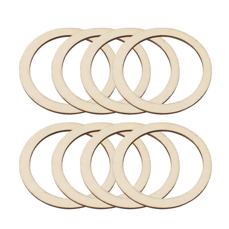 200pcs Flat Round Wood pnedant Unfinished Wood DIY Craft Decor Hollowed Wooden Slice Wood Wreath Ring Unfinished Wood Circles Floral Hoops Decor SUPVOX