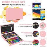 Caliart Pink Art Supplies, 153-Pack Deluxe Wooden Art Set Crafts Drawing Painting Coloring Supplies Kit with 2 A4 Sketch Pads, Halloween Creative Caliart