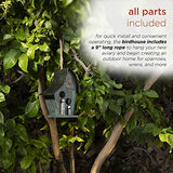 Alpine Corporation YEN134HH-TUR Wooden Birdhouse Outdoor Decor for Garden, Patio, Deck, Porch, 8"L x 6"W x 12"H with Rope: 21”H, Turquoise Alpine Corporation