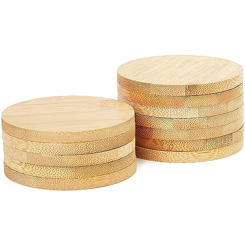 Juvale Round Bamboo Coasters Set for Drinks (12 Pack)