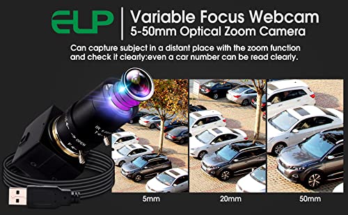 ELP 5-50mm Varifocal Lens 1080P USB Camera with H.264 High Definition Sony IMX323 Webcam for Android Linux Windows Industrial Video ELP
