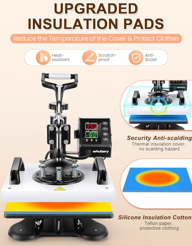 Wesoky Heat Press Machine for T Shirts, 12x10in Shirt Press Machine for Sublimation Ceramic Christmas Ornament Pillow Bag, 650W Clamshell Printing Wesoky