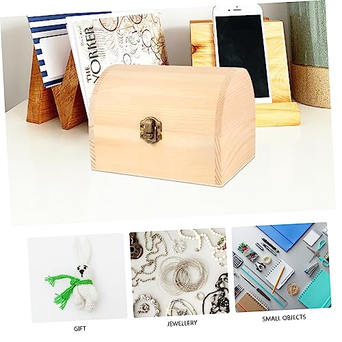 MAGICLULU 1pc Pirate Treasure Chest Wooden Box Unfinished Wood Crates Kids Toys Small Treasure Chest Decorative Lock Case Chest Treasure Case Wood MAGICLULU