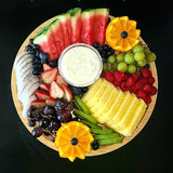 JOIKIT 5 Pack 10 Inch Bamboo Round Platter, 25cm Fine Polished Round Wood Plates Bamboo Serving Tray for Holding Fruit, Bread, Cheese, Nut, Coffee, JOIKIT