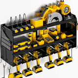 Spampur Power Tool Organizer Wall Mount with Charging Station, Garage Tool Shelf 6 Drill Holders, Tool Battery Holder with Screwdriver Heavy Duty Spampur