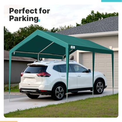 ADVANCE OUTDOOR Adjustable 10x20 ft Heavy Duty Carports Car Canopy Garage Boat Shelter Party Tent, Adjustable Height from 9.5 ft to 11 ft, Green