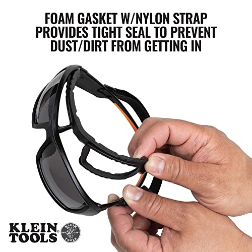 Klein Tools 60471 Safety Glasses, ANSI Z87.1+ Pro Full Frame Gasket Safety Glasses, Gray Lens, UV Protection, Anti-Fog, Scratch Resistant Klein Tools