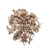 Happyyami 30pcs Wooden Flowers for Crafts Unfinished Wood Cutouts Wood Shapes Slices for DIY Wedding Birthday Party Favors Centerpieces (Assorted Happyyami