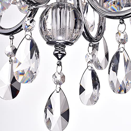 Edvivi Marya 4-Lights Chrome Round Crystal Chandelier Ceiling Fixture | Beaded Drum Shade Edvivi