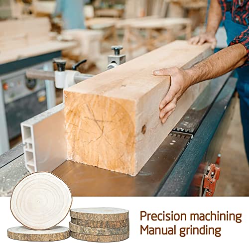 OBTANIM 5 Pcs Natural Wood Slices 4.7-5.5 Inch Large Unfinished Round Wooden Circles with Tree Bark for Table Centerpieces DIY Painting Crafts OBTANIM