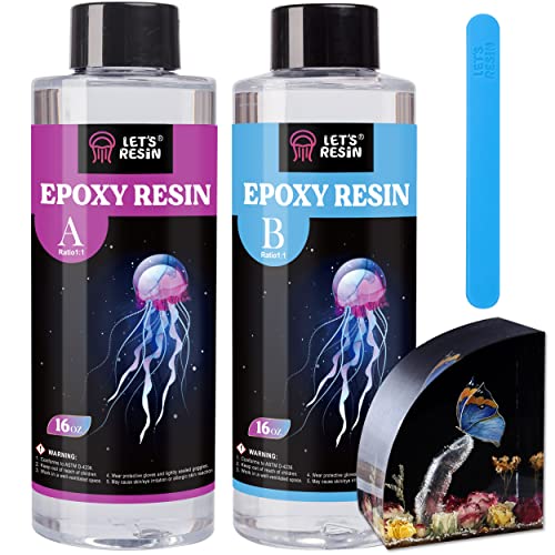 LET'S RESIN Crystal Clear Epoxy Resin, 32oz Bubbles Free Epoxy Resin, Table Top & Bar Top Casting Resin, Clear Epoxy Resin for Art Crafts LET'S RESIN