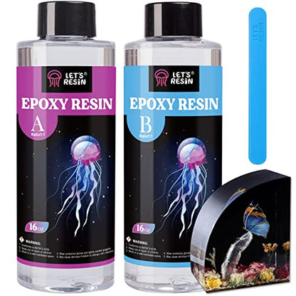 LET'S RESIN Crystal Clear Epoxy Resin, 32oz Bubbles Free Epoxy Resin, Table Top & Bar Top Casting Resin, Clear Epoxy Resin for Art Crafts