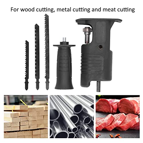 Saw Drill Attachment, Reciprocating Saw Attachment for Cordless Drill with 3 Blades for Metal Wood Cutting Hand Wood Metal Cutter Attachment Drill Pissente